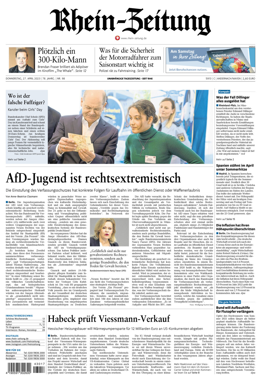 Rhein-Zeitung Andernach & Mayen vom Donnerstag, 27.04.2023
