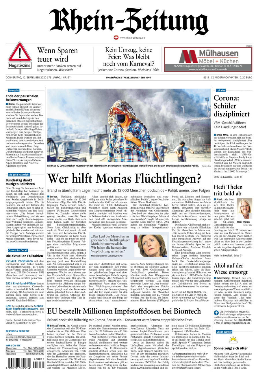 Rhein-Zeitung Andernach & Mayen vom Donnerstag, 10.09.2020