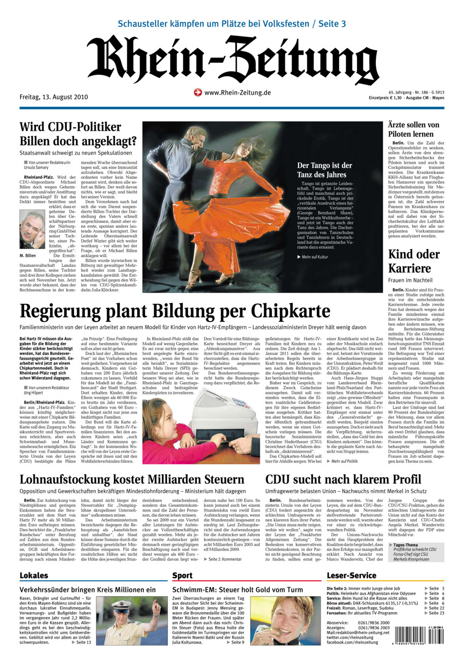 Rhein-Zeitung Andernach & Mayen vom Freitag, 13.08.2010