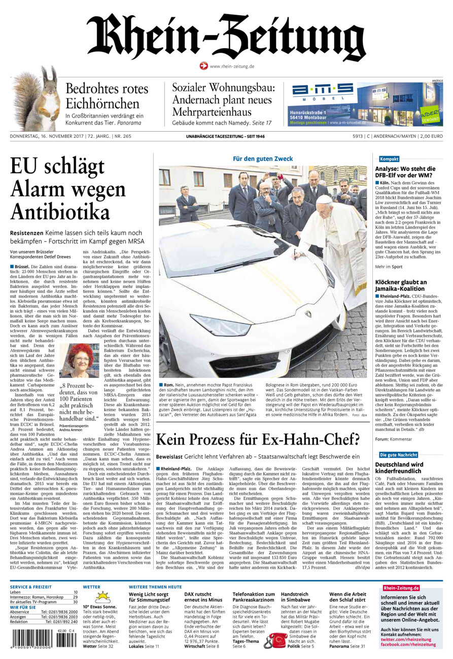Rhein-Zeitung Andernach & Mayen vom Donnerstag, 16.11.2017
