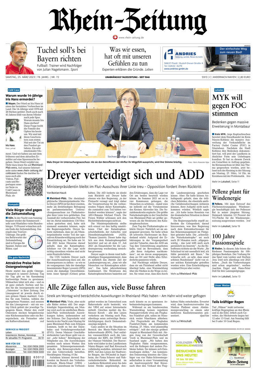 Rhein-Zeitung Andernach & Mayen vom Samstag, 25.03.2023
