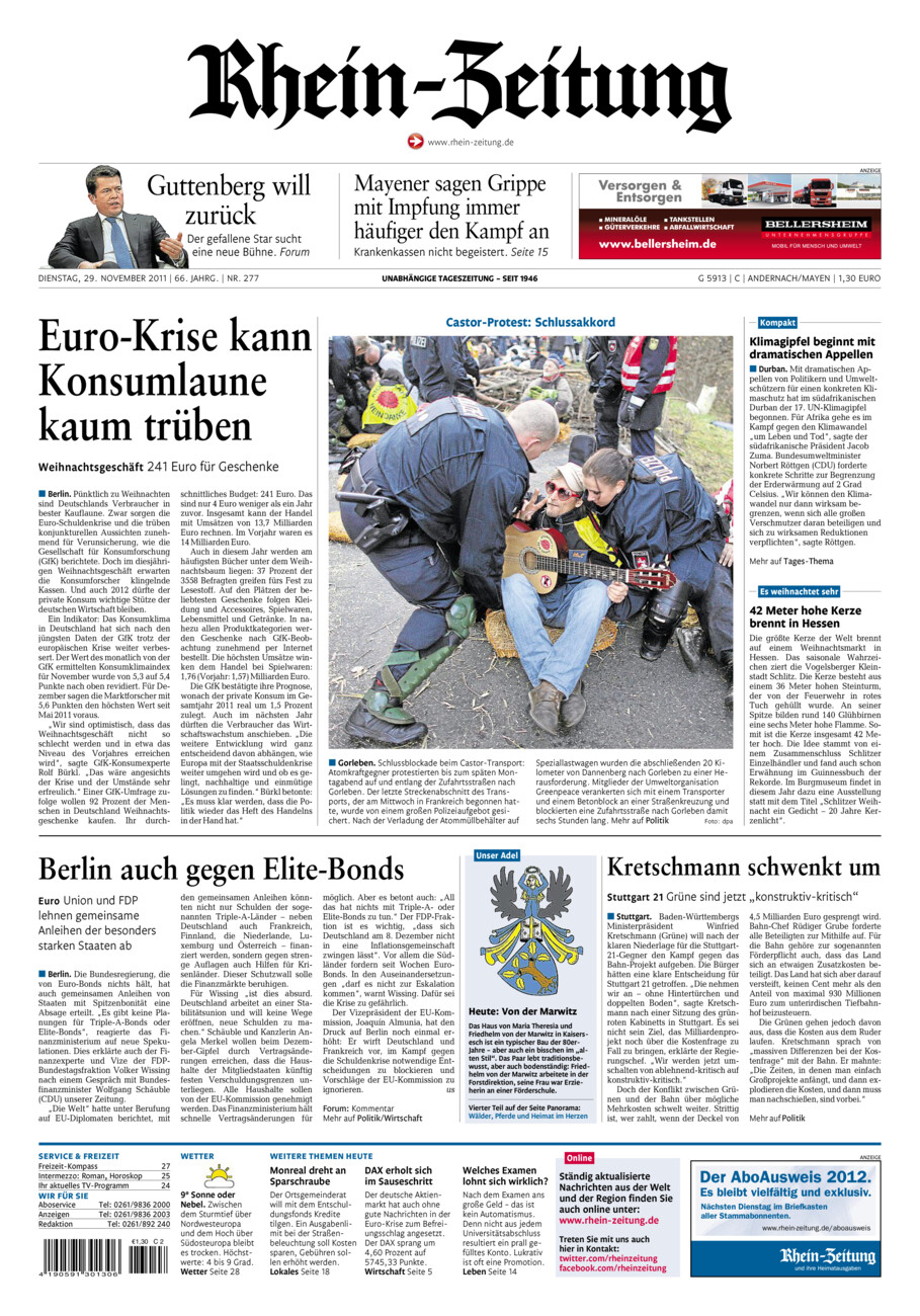 Rhein-Zeitung Andernach & Mayen vom Dienstag, 29.11.2011