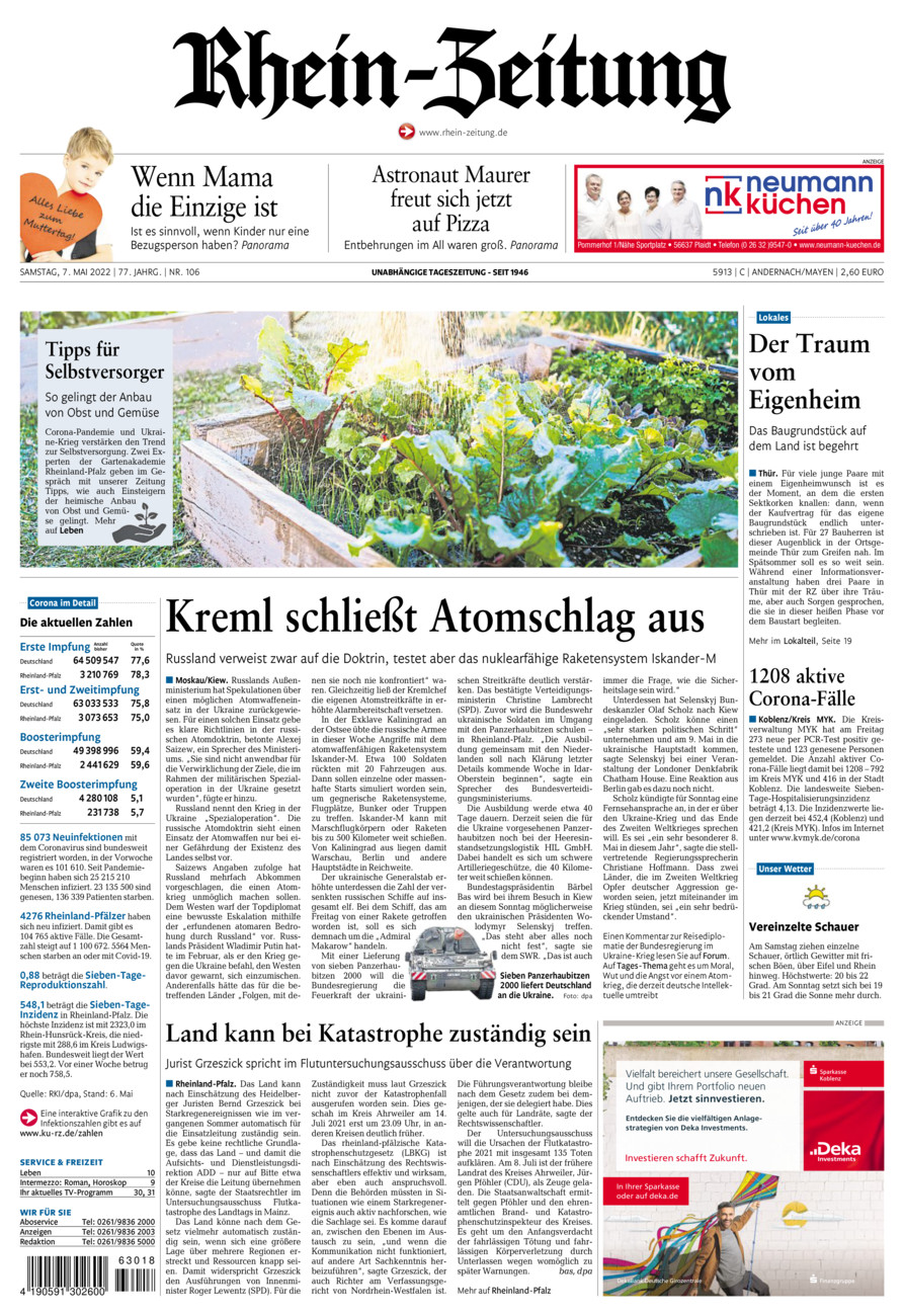 Rhein-Zeitung Andernach & Mayen vom Samstag, 07.05.2022