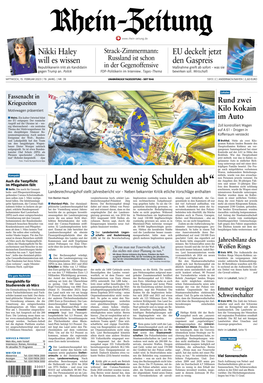 Rhein-Zeitung Andernach & Mayen vom Mittwoch, 15.02.2023