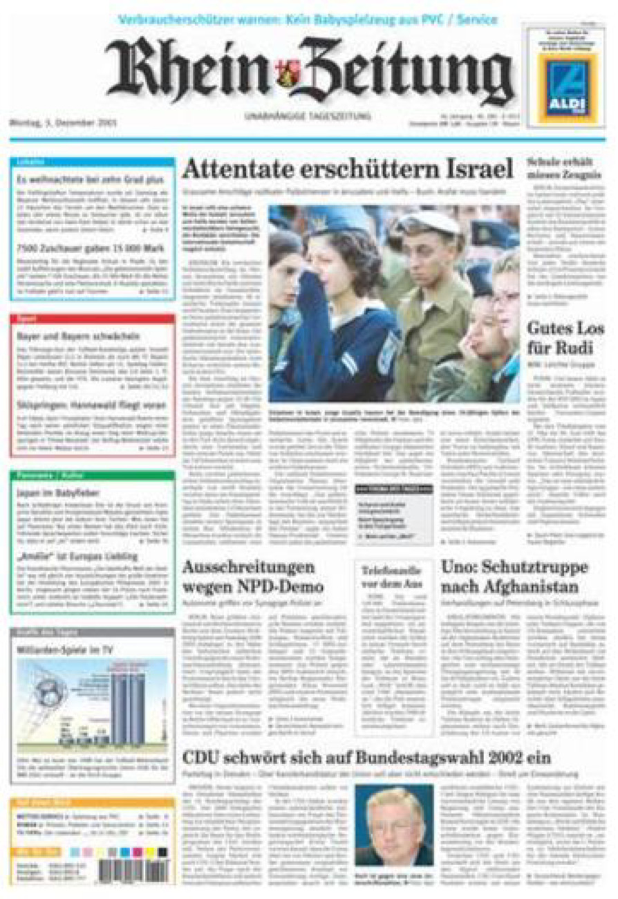 Rhein-Zeitung Andernach & Mayen vom Montag, 03.12.2001