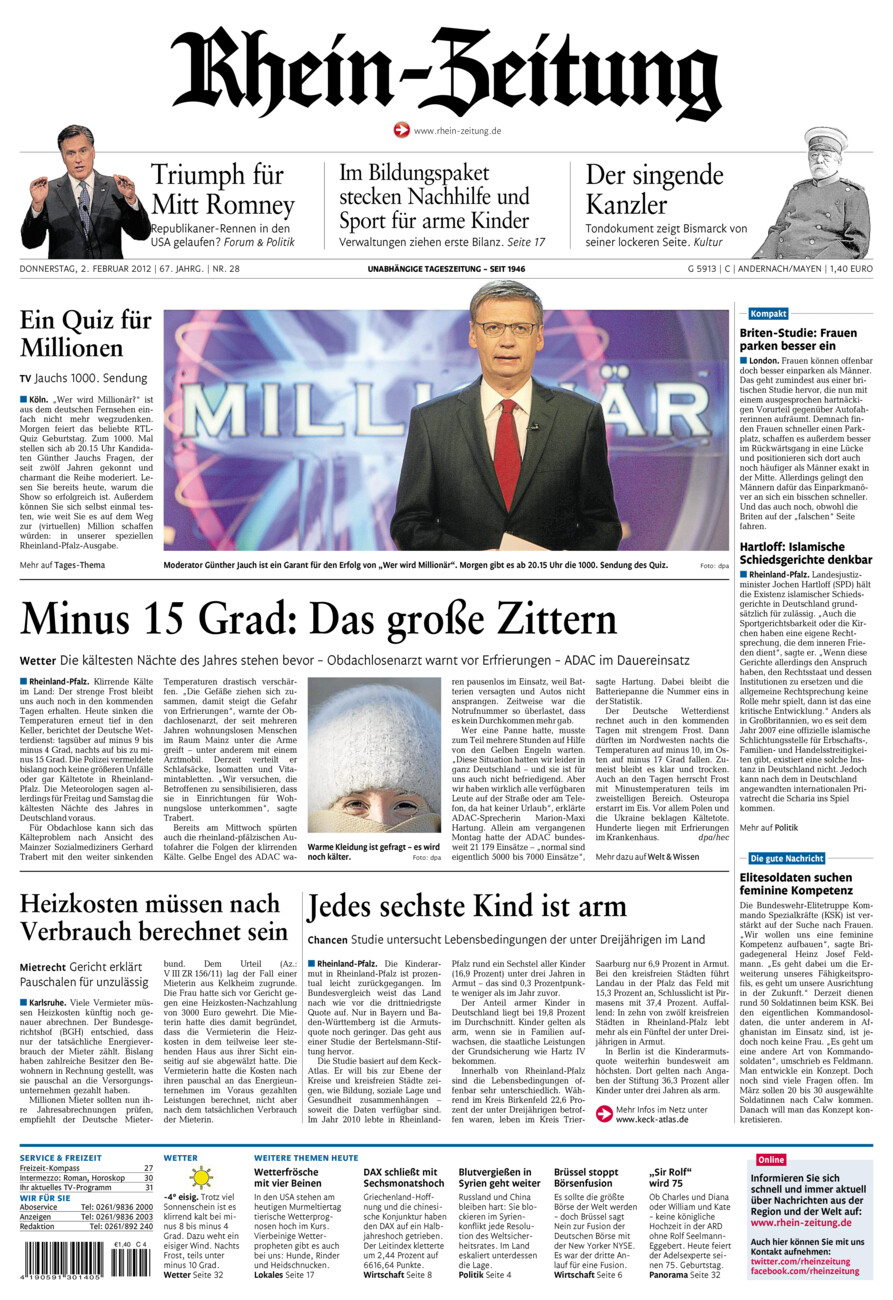 Rhein-Zeitung Andernach & Mayen vom Donnerstag, 02.02.2012