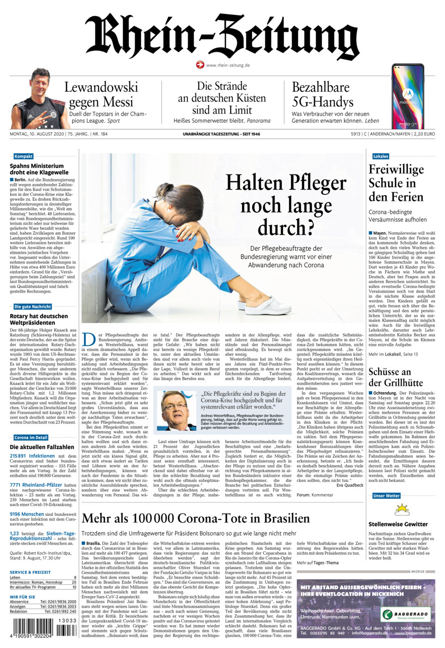 Rhein-Zeitung Andernach & Mayen vom Montag, 10.08.2020