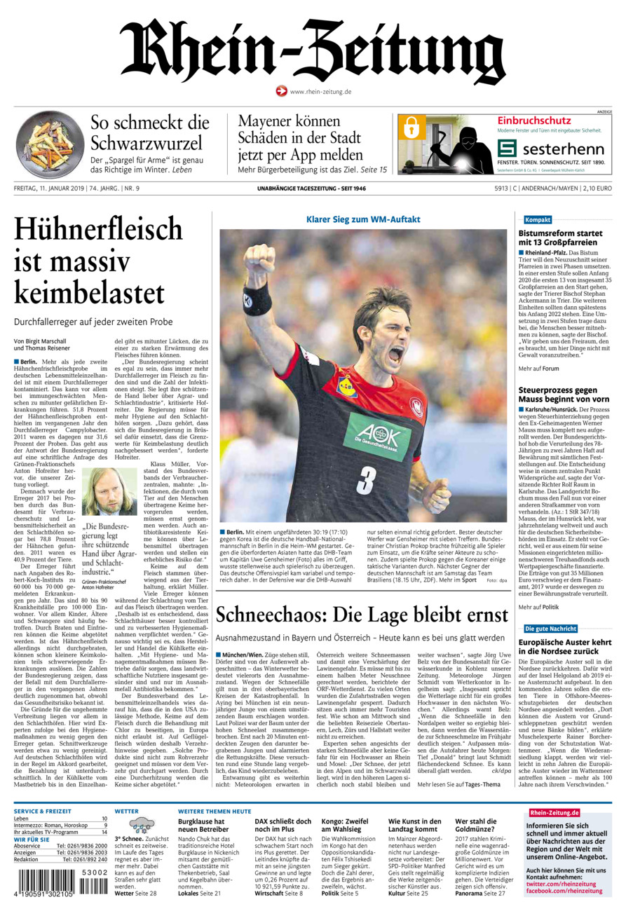 Rhein-Zeitung Andernach & Mayen vom Freitag, 11.01.2019