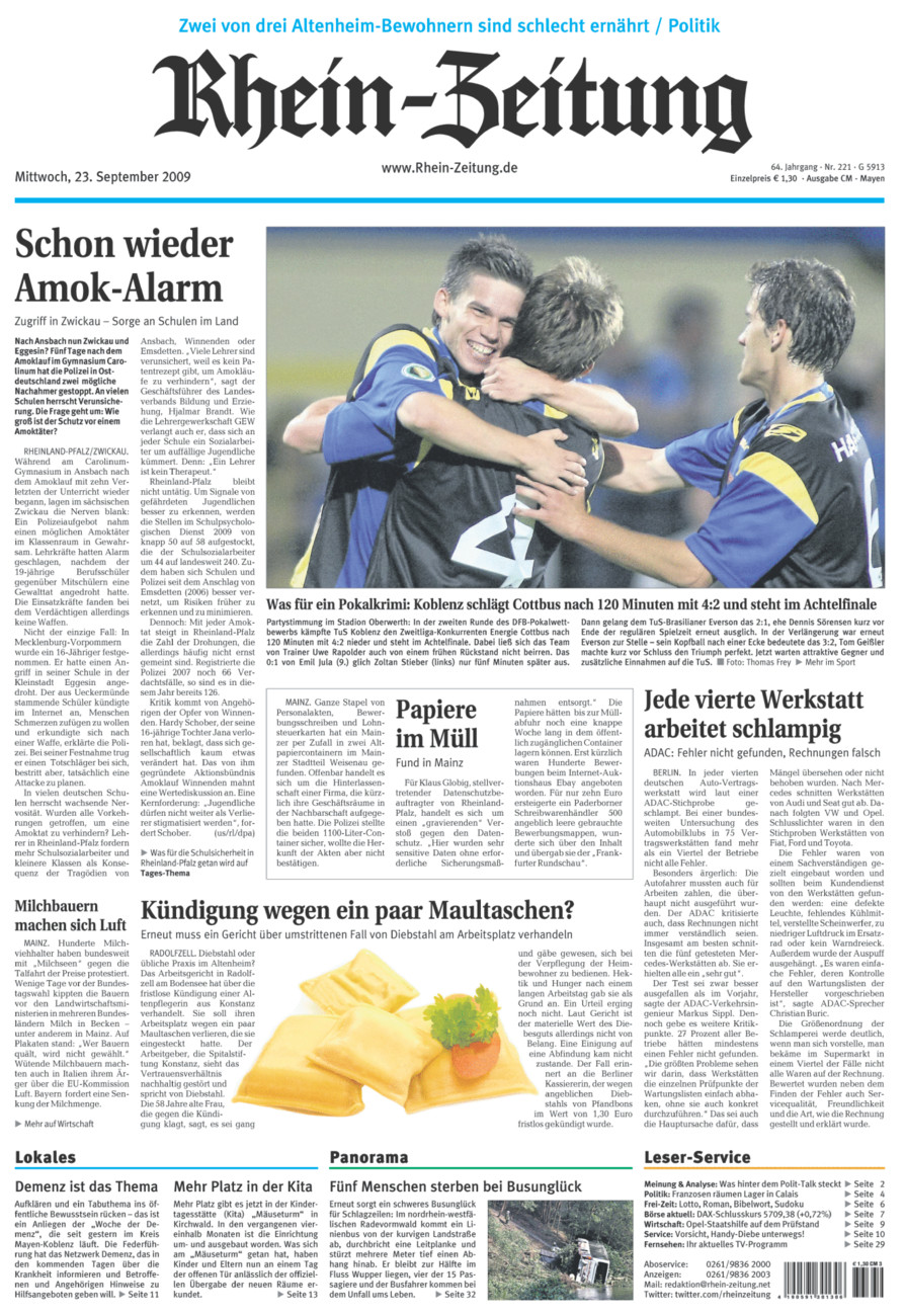 Rhein-Zeitung Andernach & Mayen vom Mittwoch, 23.09.2009