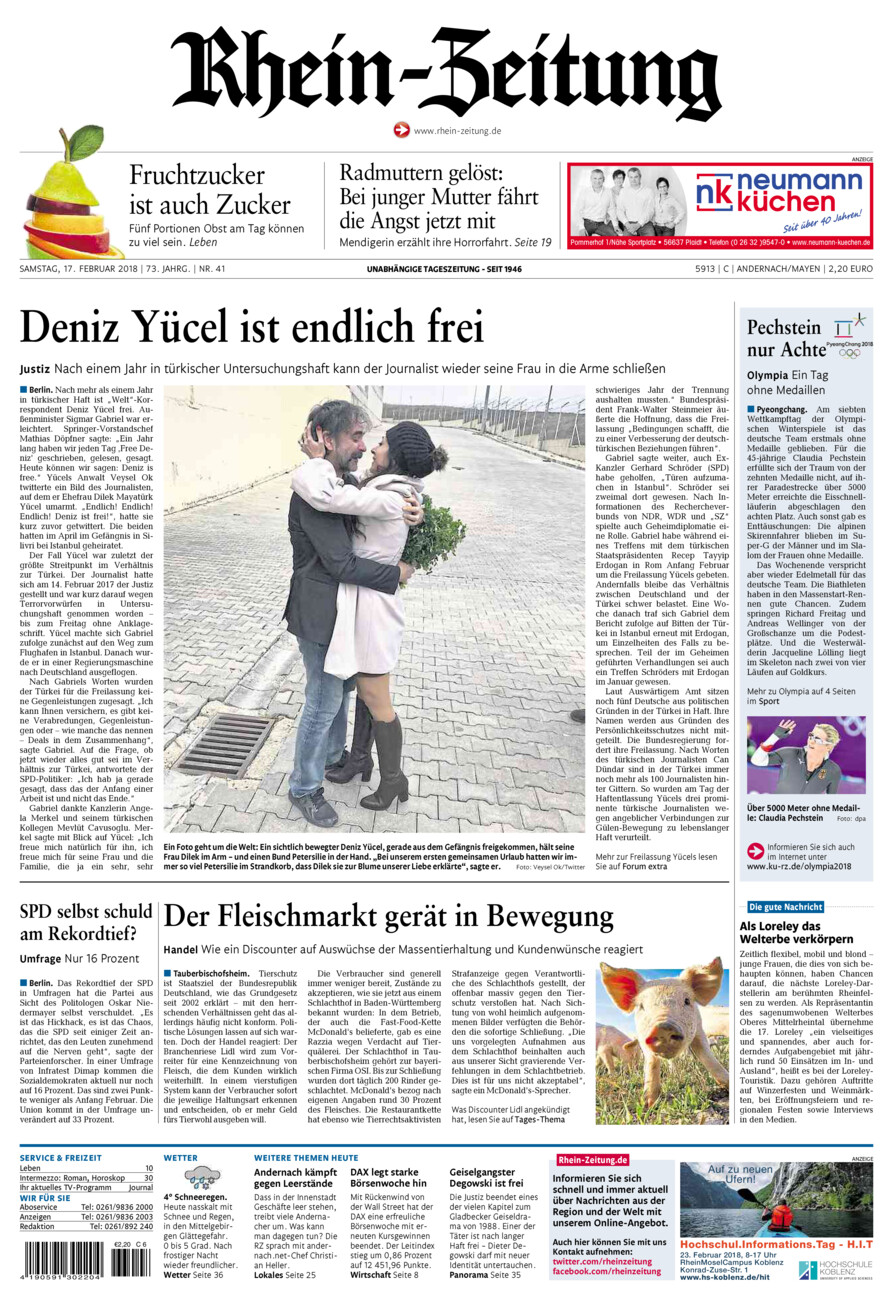 Rhein-Zeitung Andernach & Mayen vom Samstag, 17.02.2018