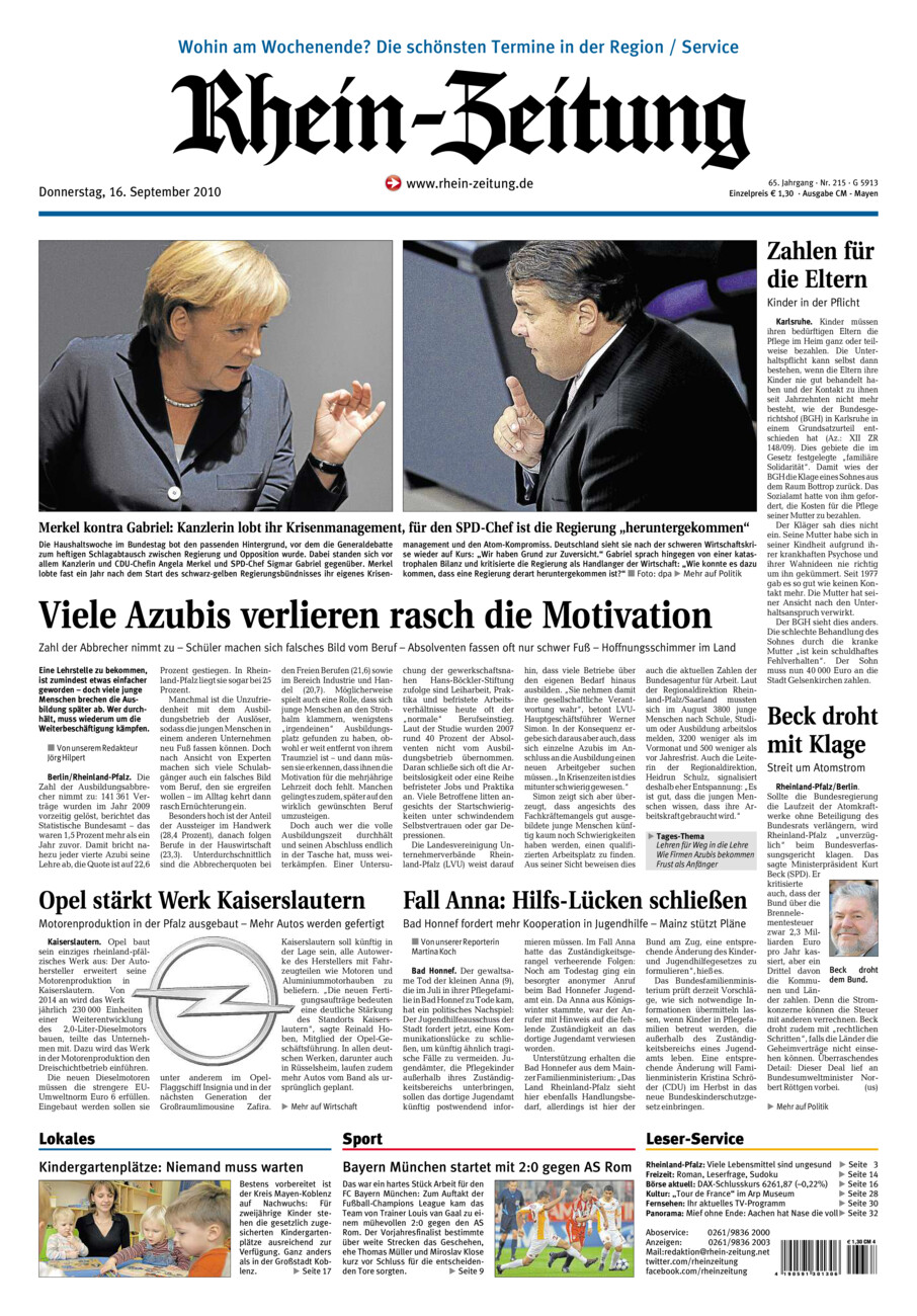 Rhein-Zeitung Andernach & Mayen vom Donnerstag, 16.09.2010