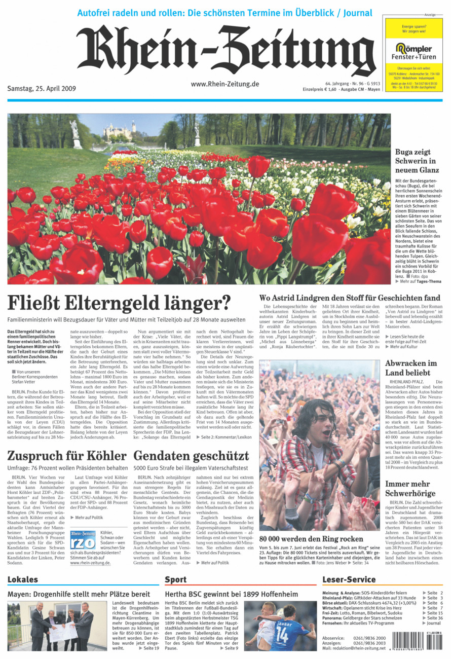 Rhein-Zeitung Andernach & Mayen vom Samstag, 25.04.2009