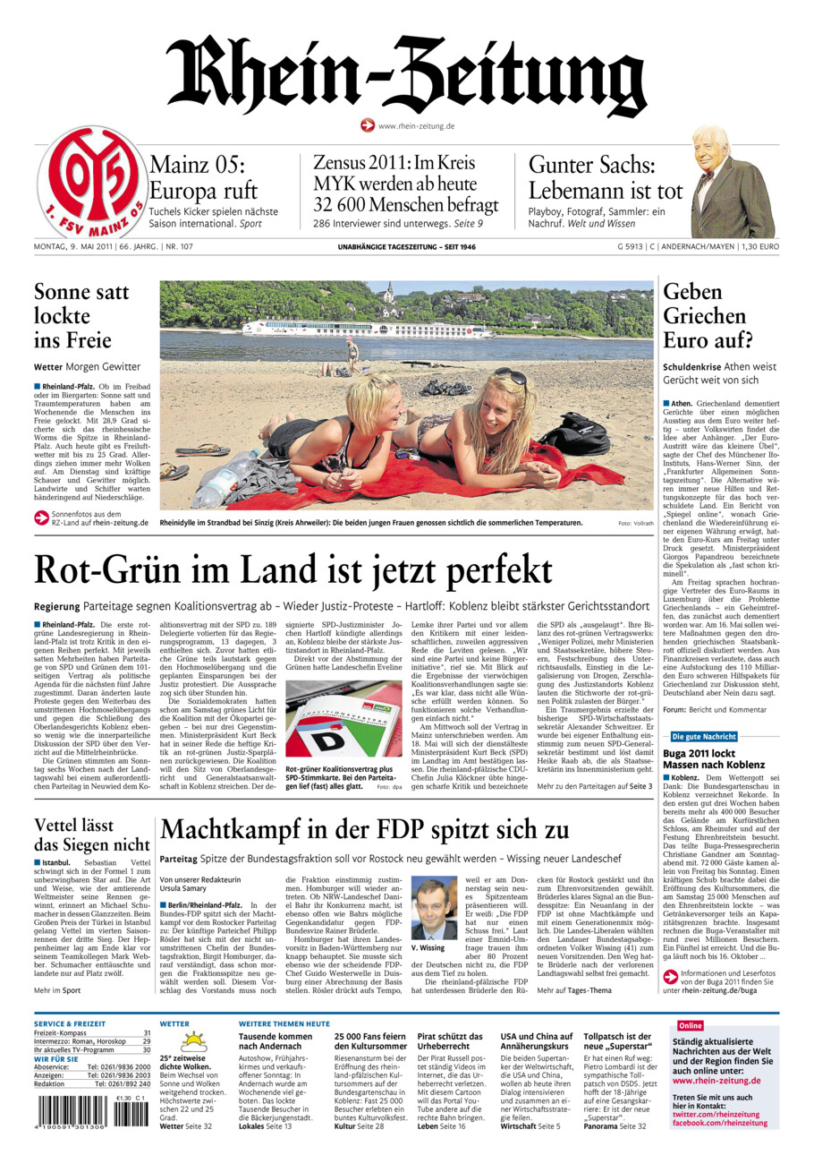 Rhein-Zeitung Andernach & Mayen vom Montag, 09.05.2011