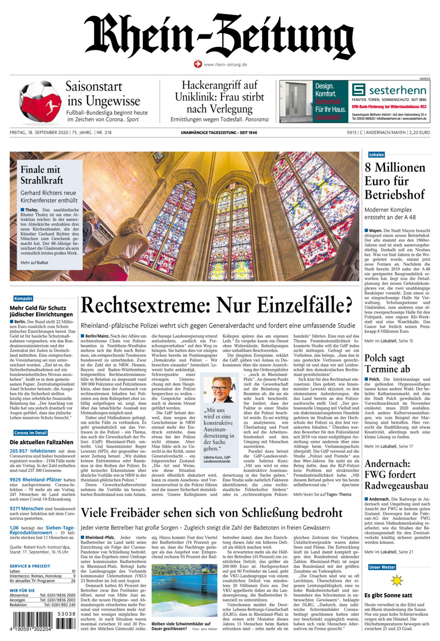 Rhein-Zeitung Andernach & Mayen vom Freitag, 18.09.2020