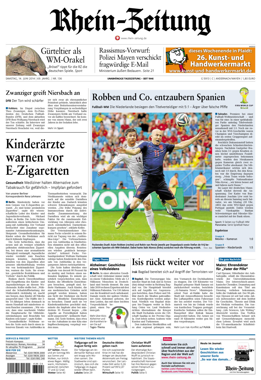 Rhein-Zeitung Andernach & Mayen vom Samstag, 14.06.2014
