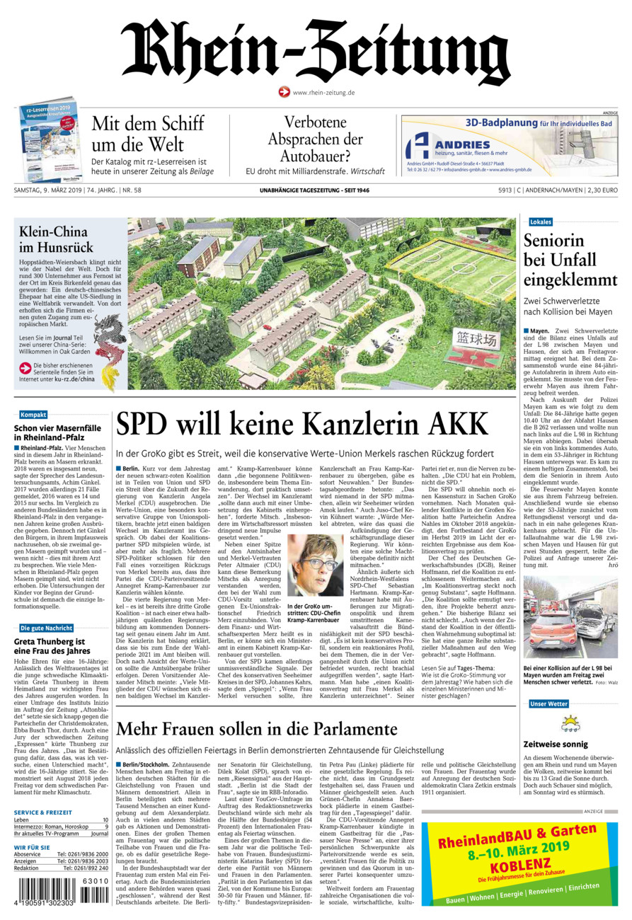 Rhein-Zeitung Andernach & Mayen vom Samstag, 09.03.2019