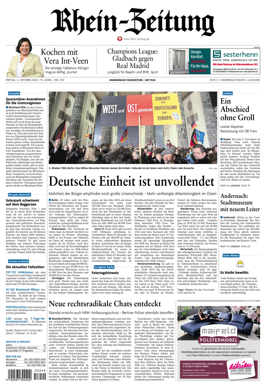 Rhein-Zeitung Andernach & Mayen vom Freitag, 02.10.2020