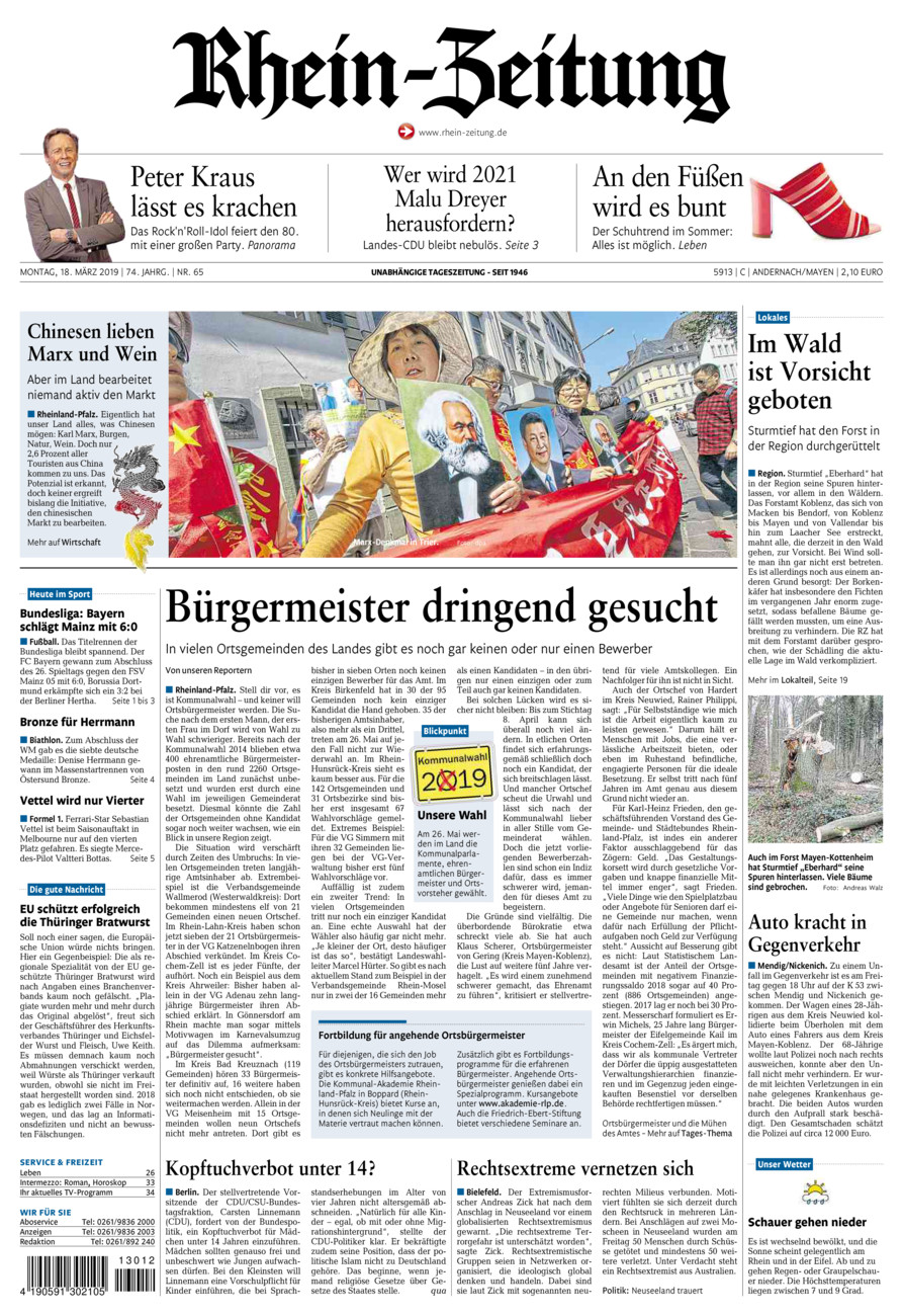 Rhein-Zeitung Andernach & Mayen vom Montag, 18.03.2019