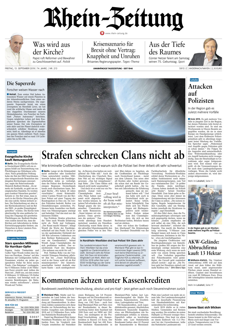 Rhein-Zeitung Andernach & Mayen vom Freitag, 13.09.2019