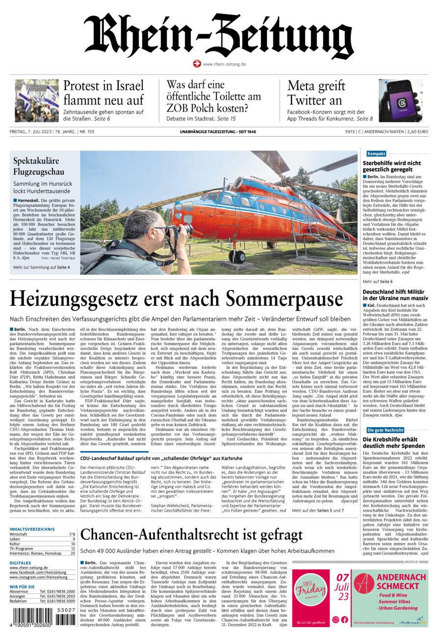 Rhein-Zeitung Andernach & Mayen vom Freitag, 07.07.2023