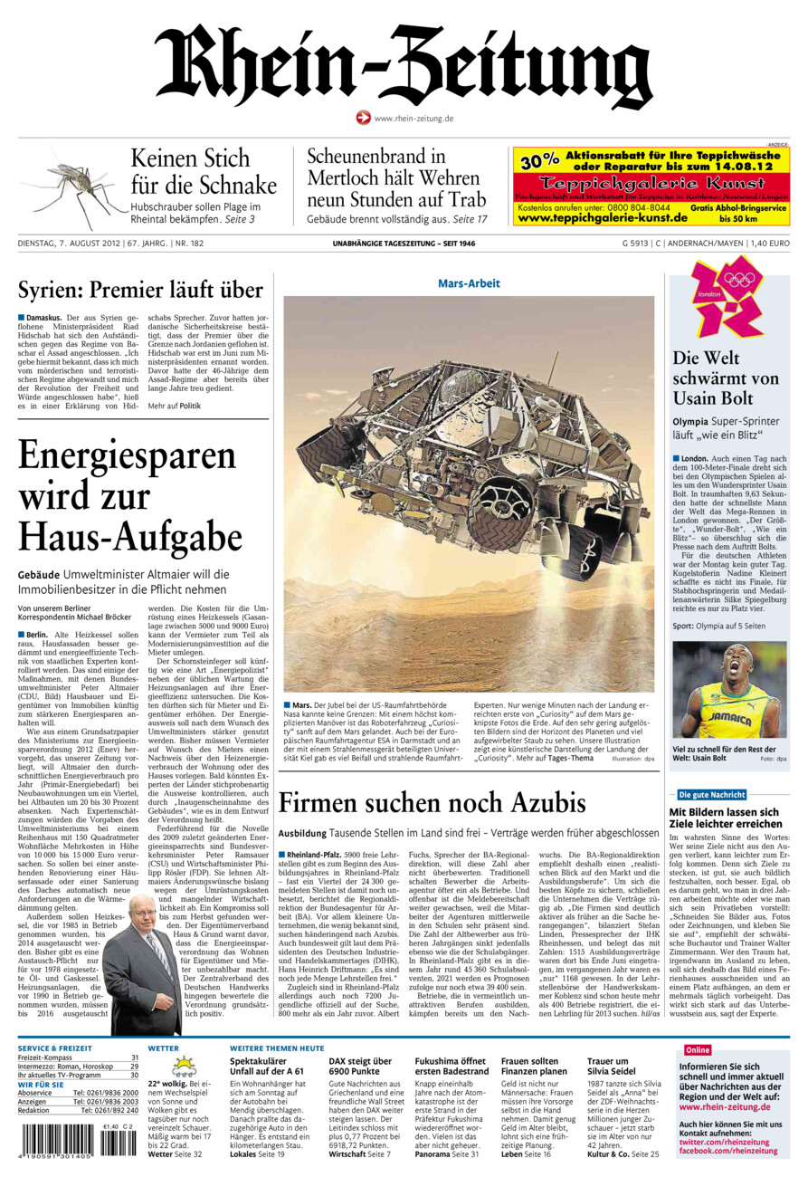 Rhein-Zeitung Andernach & Mayen vom Dienstag, 07.08.2012