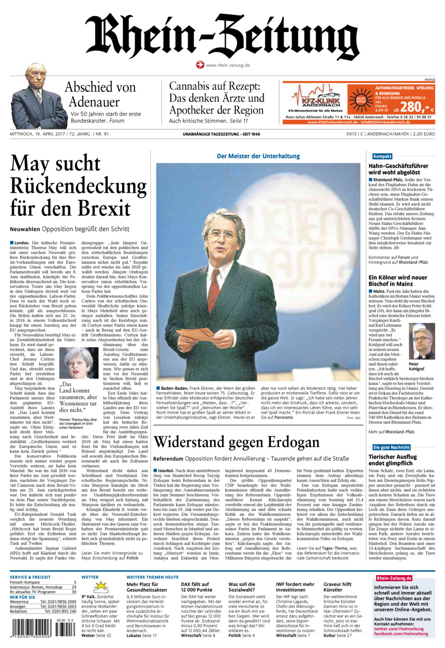 Rhein-Zeitung Andernach & Mayen vom Mittwoch, 19.04.2017