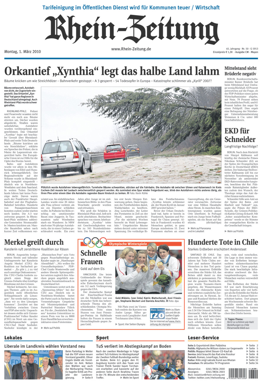 Rhein-Zeitung Andernach & Mayen vom Montag, 01.03.2010