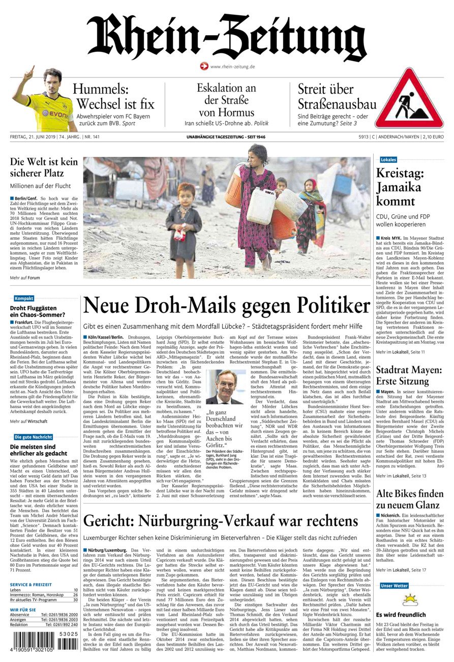 Rhein-Zeitung Andernach & Mayen vom Freitag, 21.06.2019