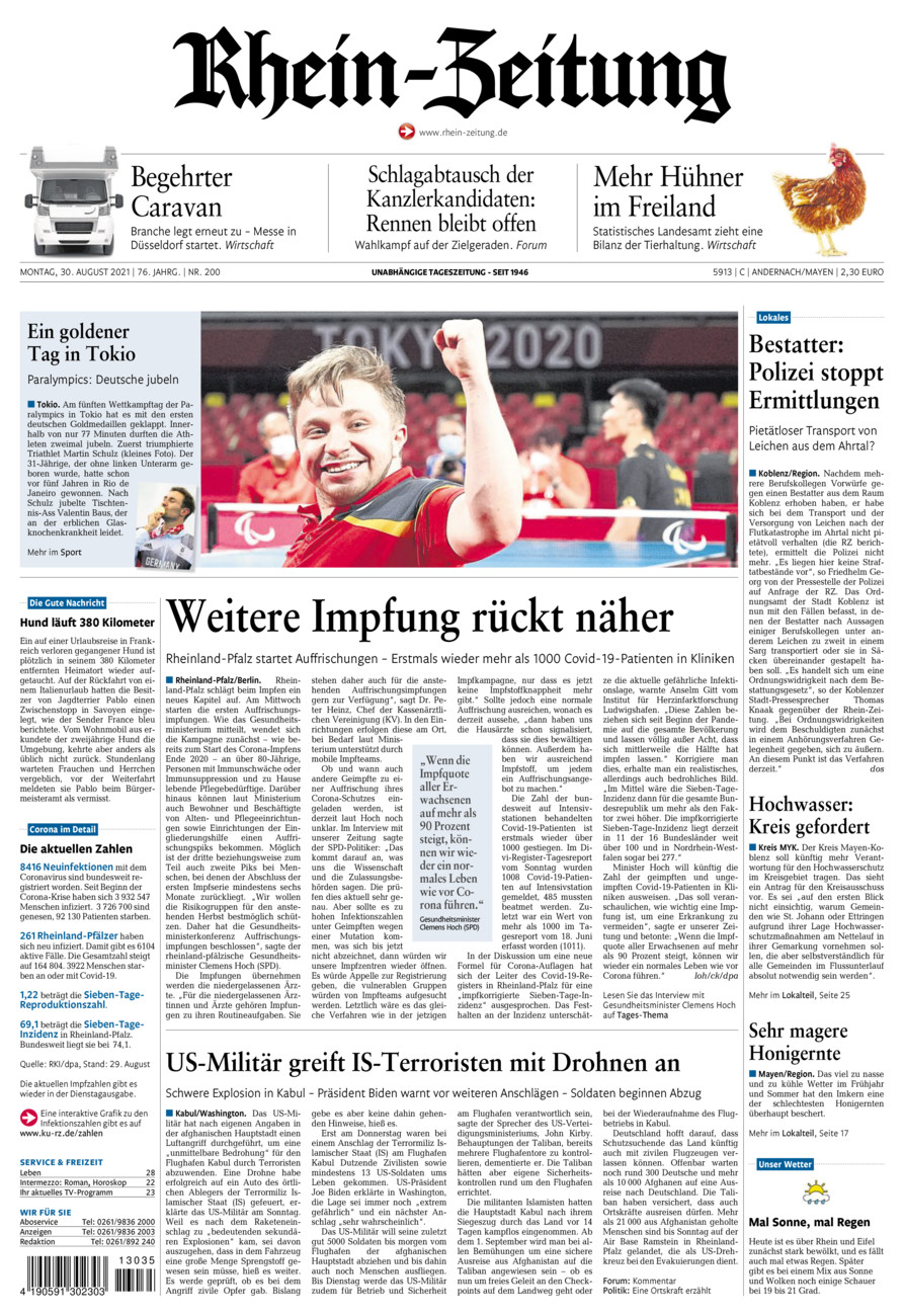 Rhein-Zeitung Andernach & Mayen vom Montag, 30.08.2021