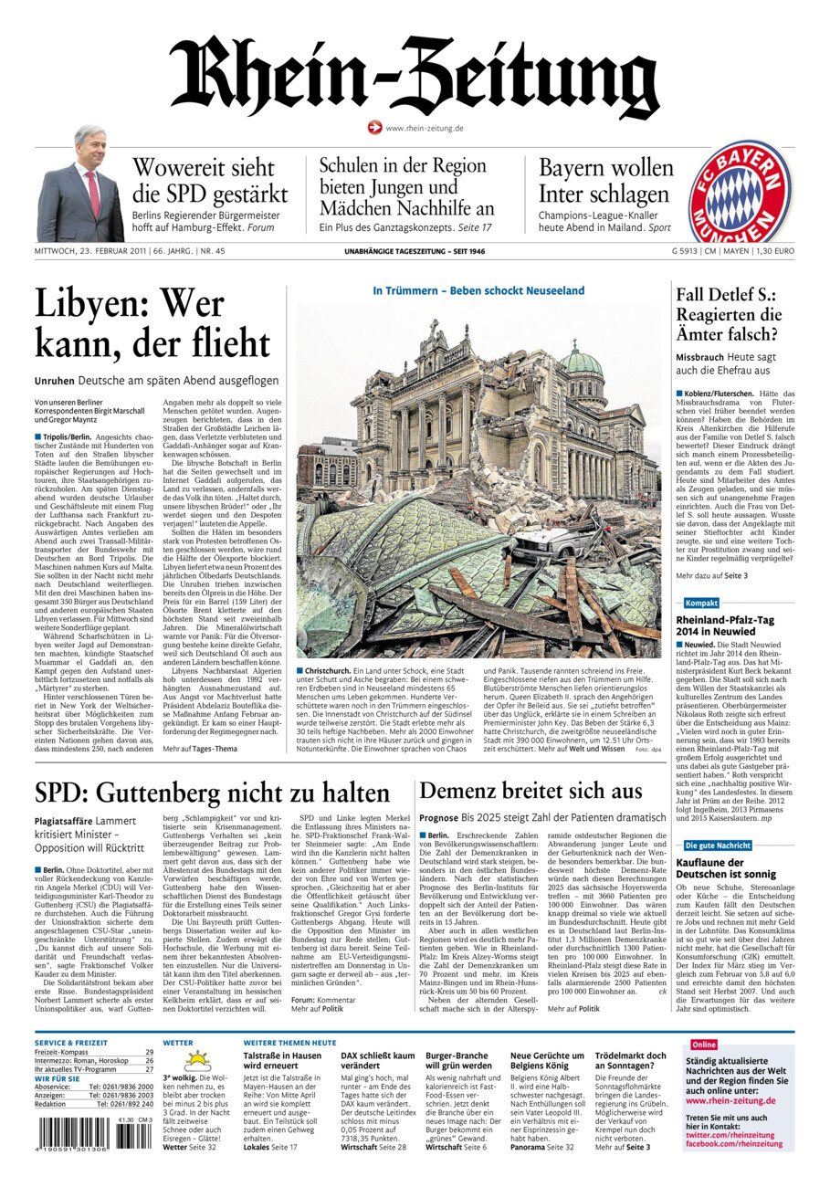 Rhein-Zeitung Andernach & Mayen vom Mittwoch, 23.02.2011