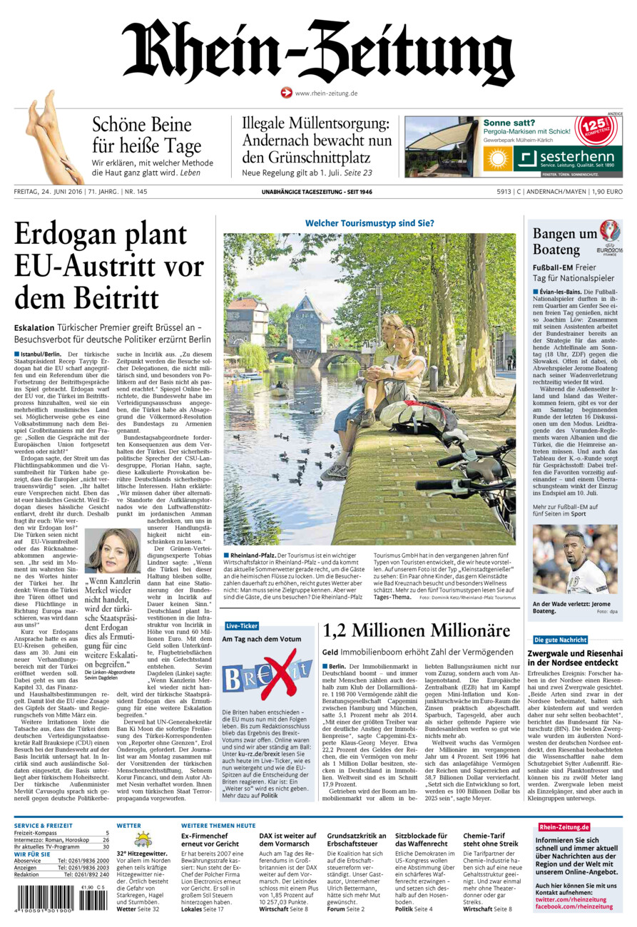Rhein-Zeitung Andernach & Mayen vom Freitag, 24.06.2016