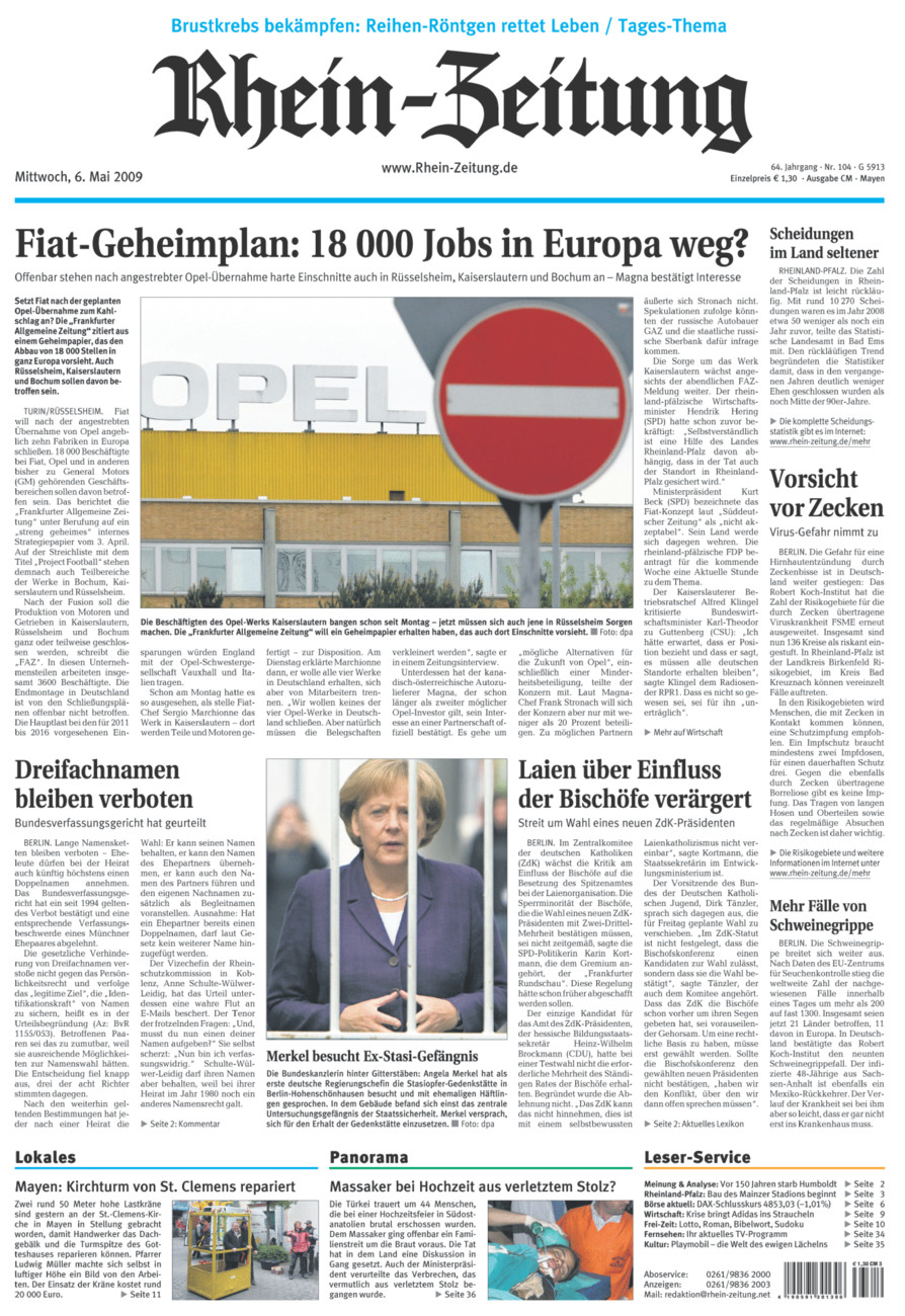 Rhein-Zeitung Andernach & Mayen vom Mittwoch, 06.05.2009