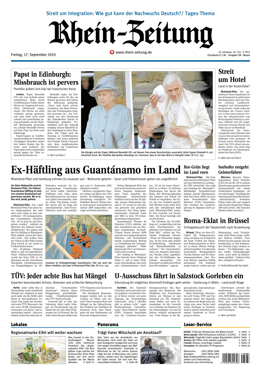 Rhein-Zeitung Andernach & Mayen vom Freitag, 17.09.2010