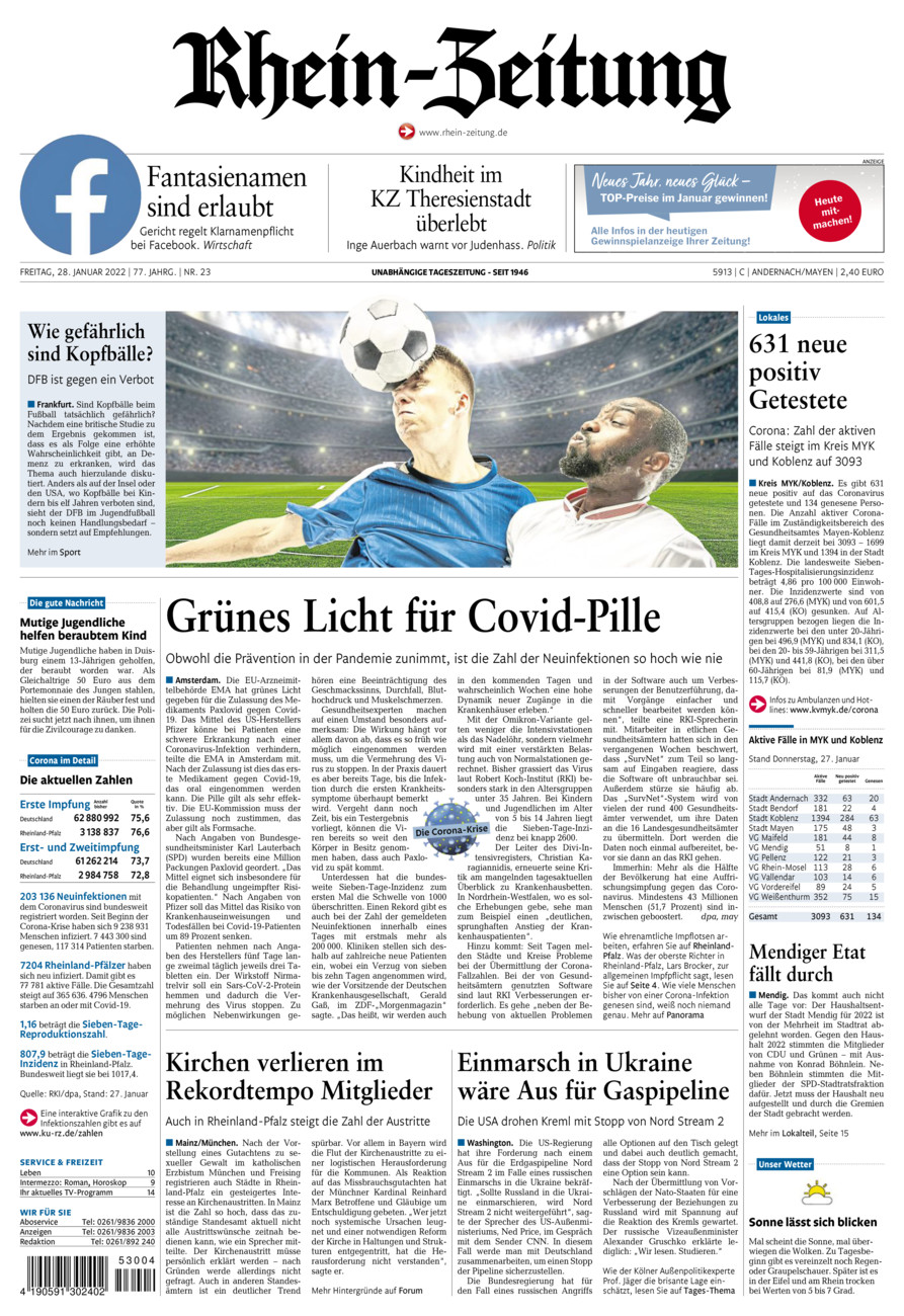 Rhein-Zeitung Andernach & Mayen vom Freitag, 28.01.2022