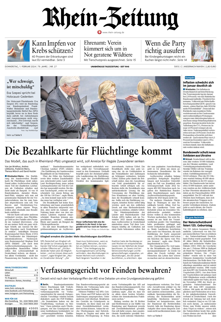Rhein-Zeitung Andernach & Mayen vom Donnerstag, 01.02.2024