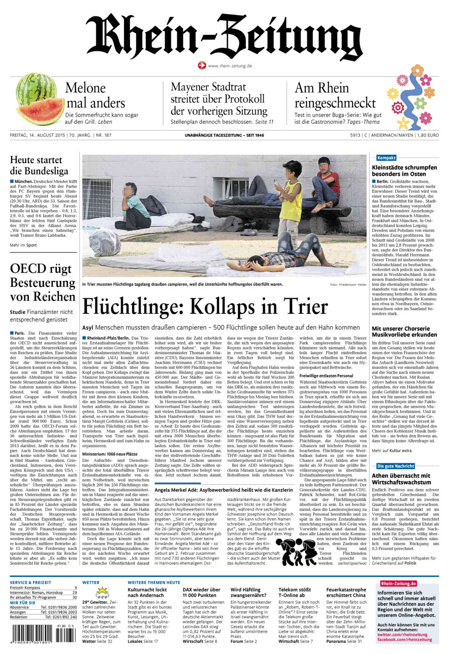 Rhein-Zeitung Andernach & Mayen vom Freitag, 14.08.2015