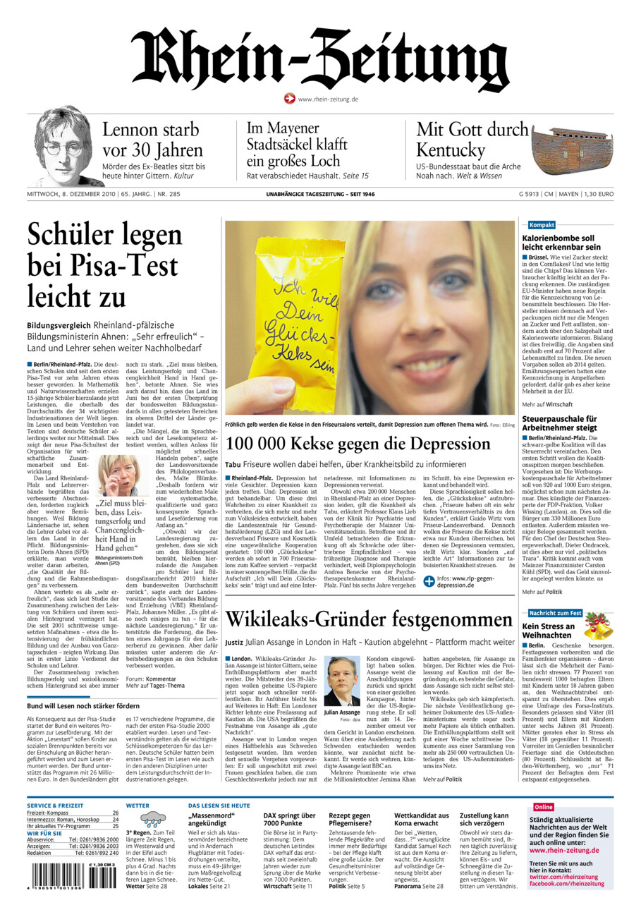 Rhein-Zeitung Andernach & Mayen vom Mittwoch, 08.12.2010