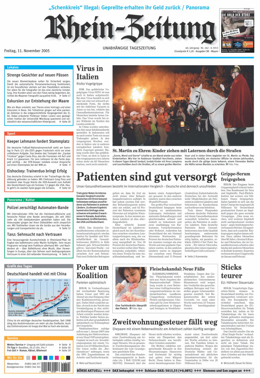 Rhein-Zeitung Andernach & Mayen vom Freitag, 11.11.2005