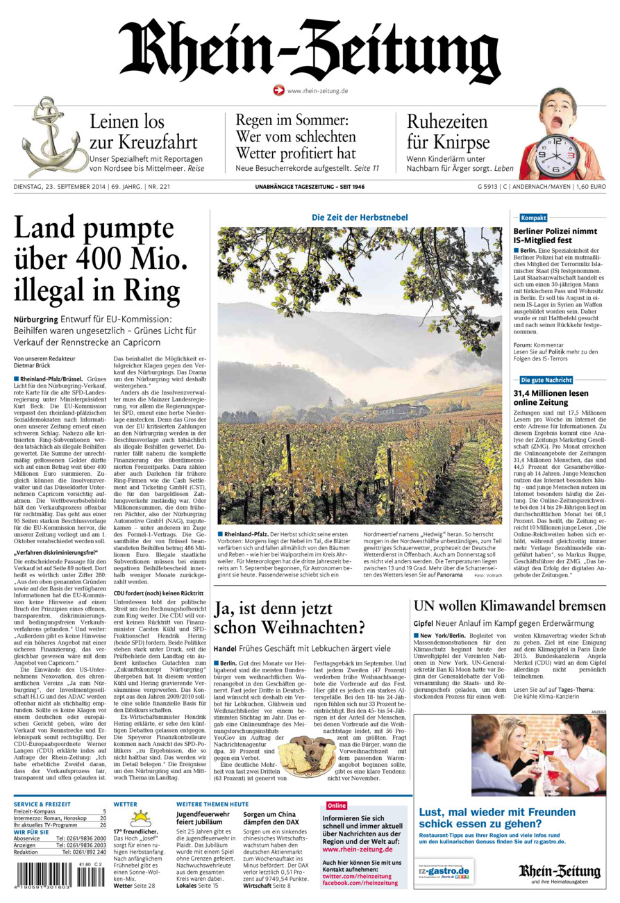 Rhein-Zeitung Andernach & Mayen vom Dienstag, 23.09.2014