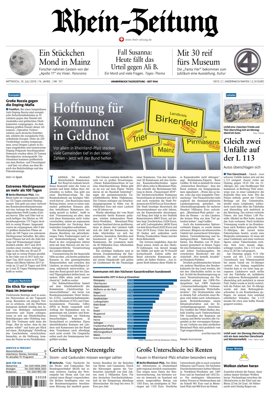Rhein-Zeitung Andernach & Mayen vom Mittwoch, 10.07.2019