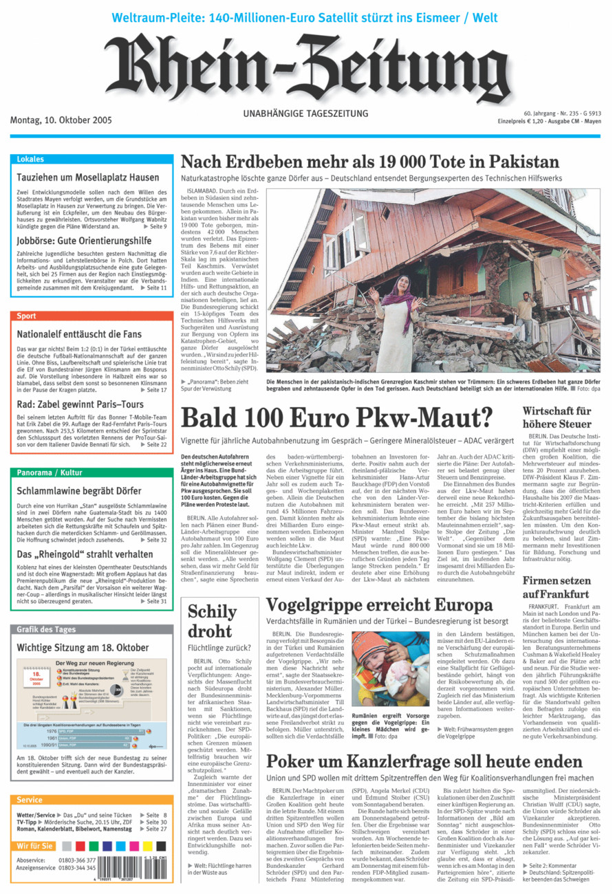 Rhein-Zeitung Andernach & Mayen vom Montag, 10.10.2005