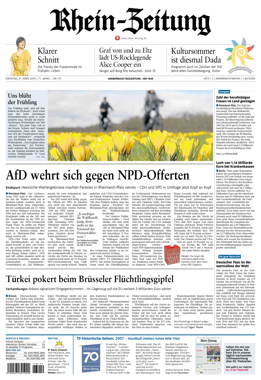 Rhein-Zeitung Andernach & Mayen vom Dienstag, 08.03.2016