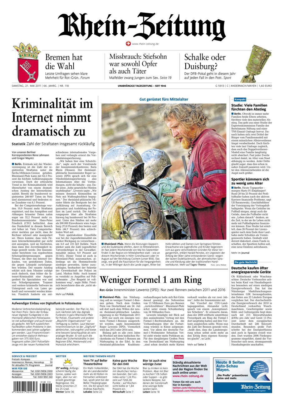 Rhein-Zeitung Andernach & Mayen vom Samstag, 21.05.2011