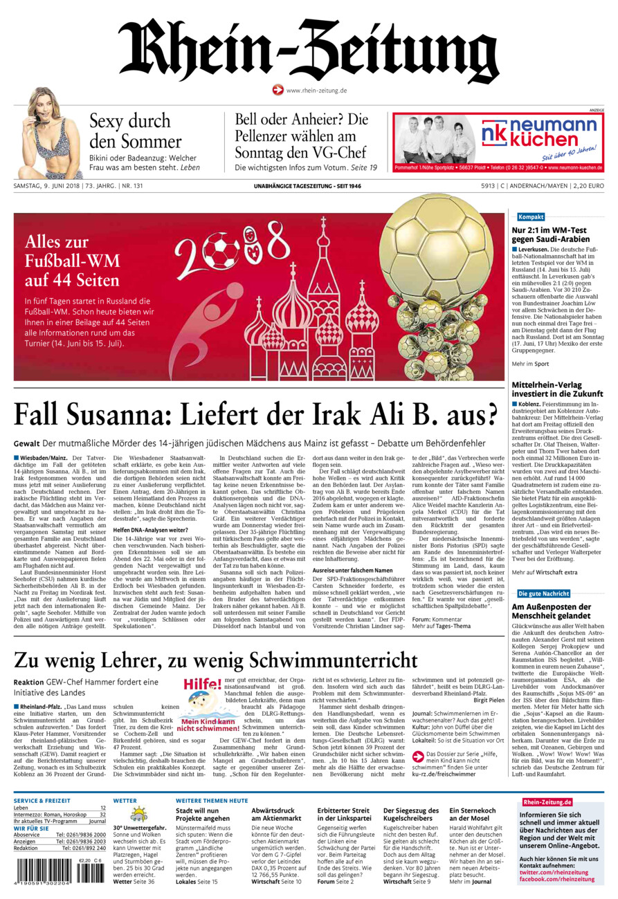 Rhein-Zeitung Andernach & Mayen vom Samstag, 09.06.2018