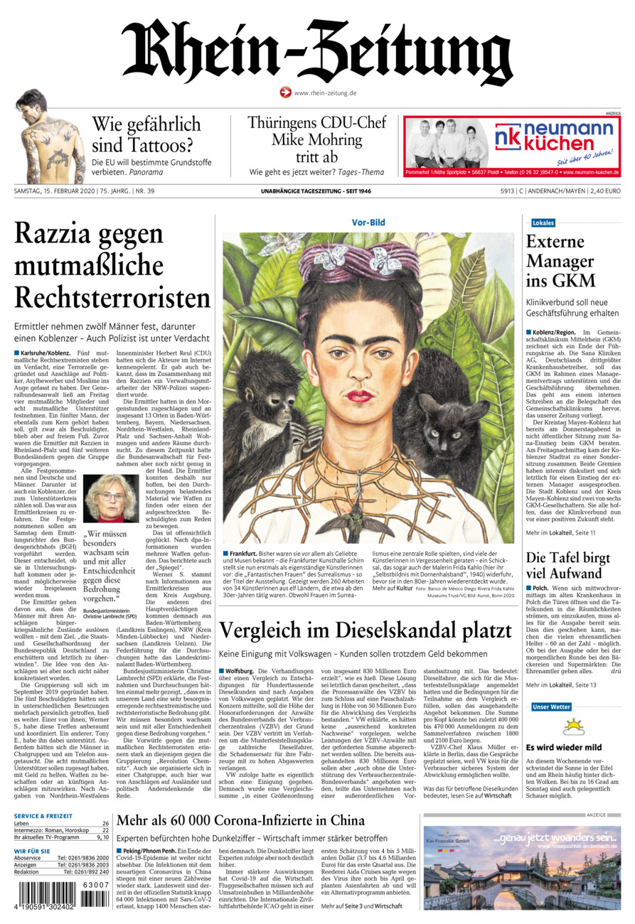 Rhein-Zeitung Andernach & Mayen vom Samstag, 15.02.2020