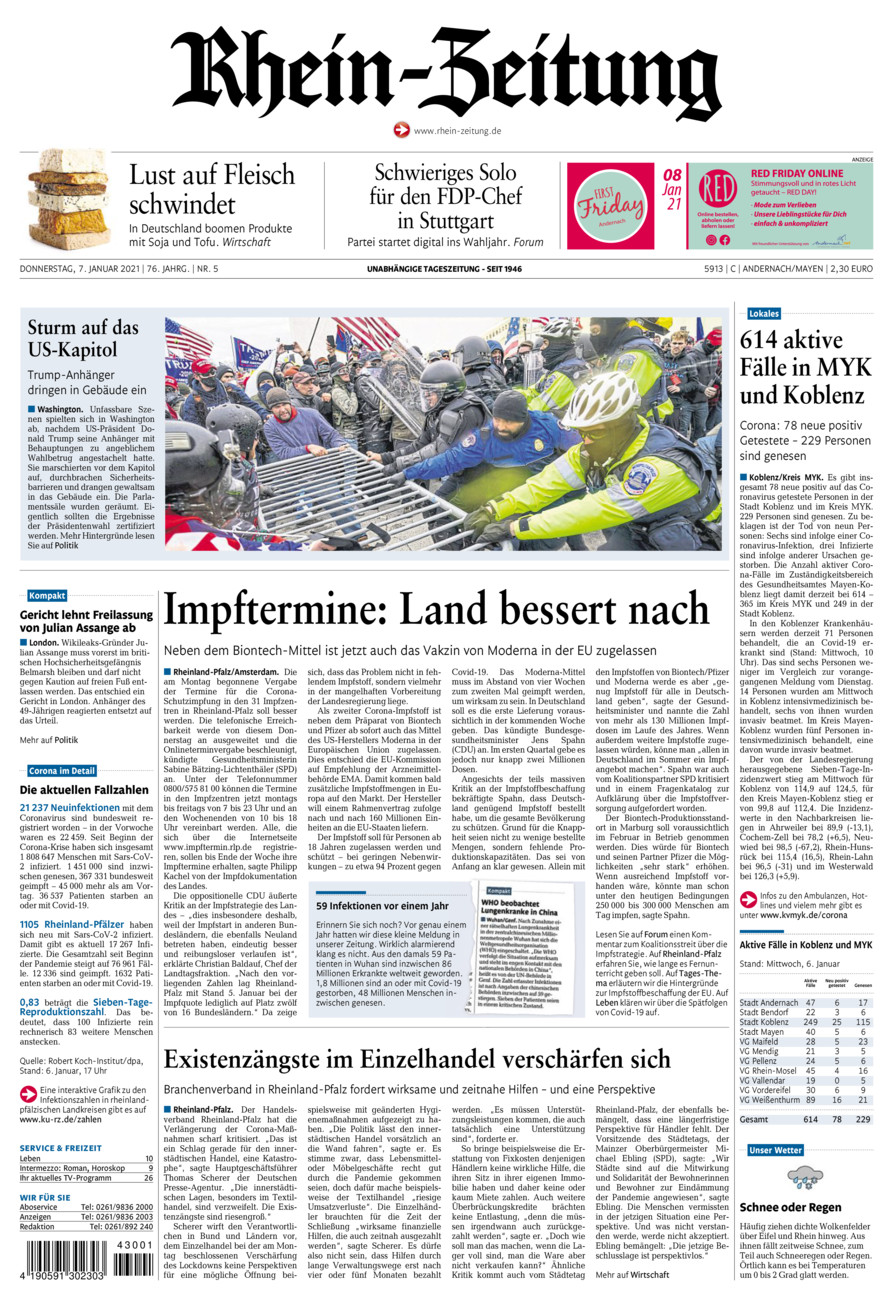 Rhein-Zeitung Andernach & Mayen vom Donnerstag, 07.01.2021