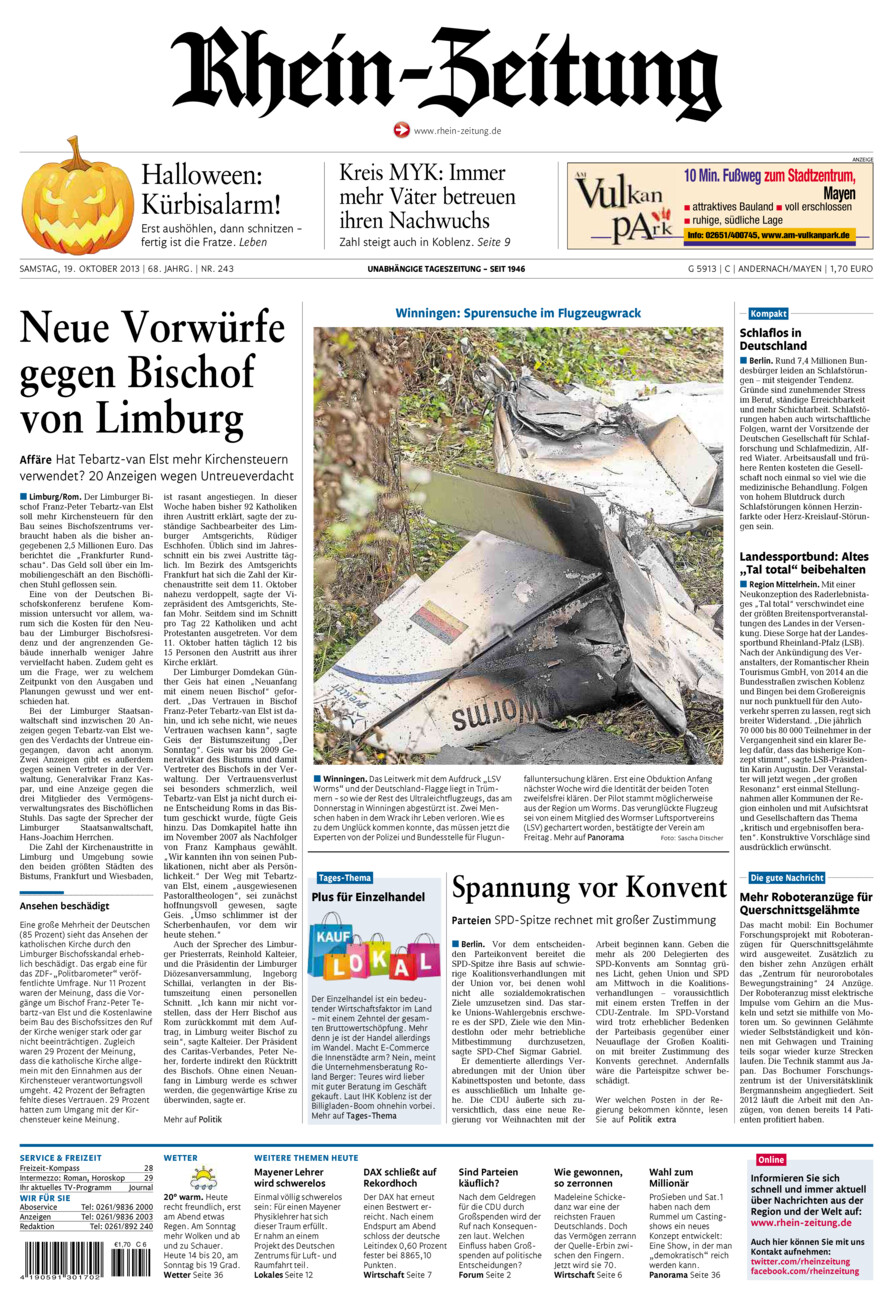 Rhein-Zeitung Andernach & Mayen vom Samstag, 19.10.2013