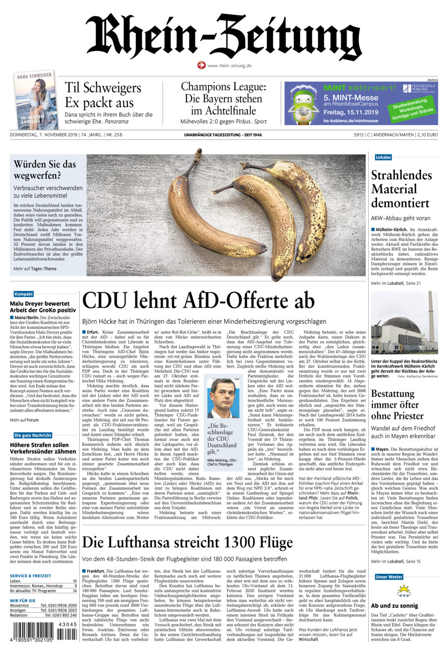 Rhein-Zeitung Andernach & Mayen vom Donnerstag, 07.11.2019