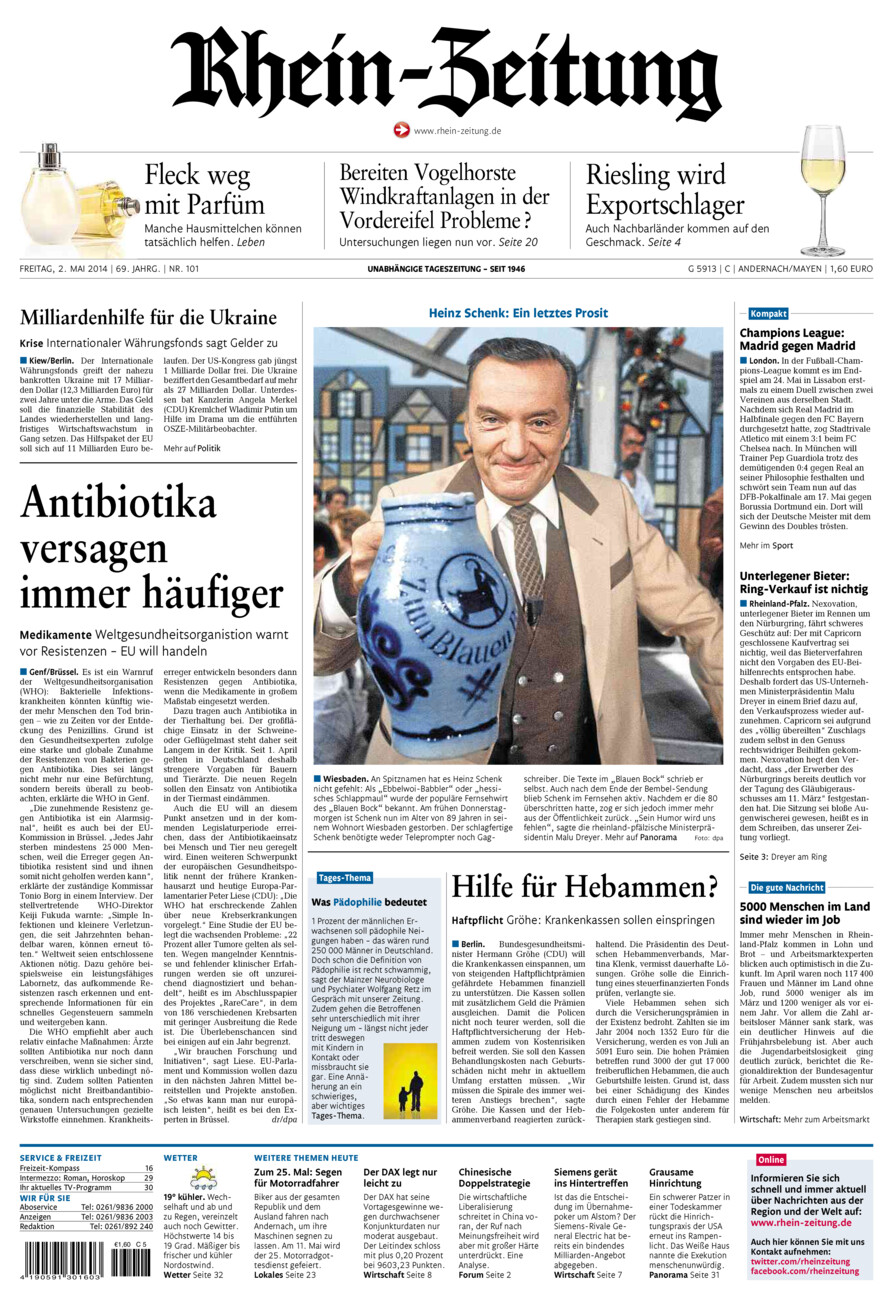 Rhein-Zeitung Andernach & Mayen vom Freitag, 02.05.2014