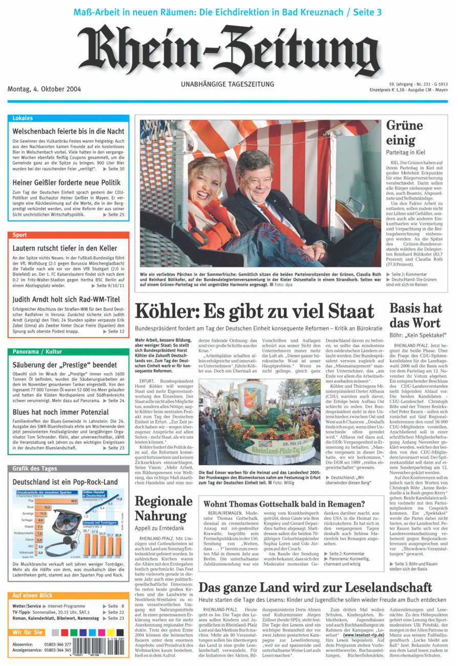 Rhein-Zeitung Andernach & Mayen vom Montag, 04.10.2004